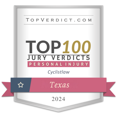 Top 100 Verdicts in Texas Badge For Cyclistlaw